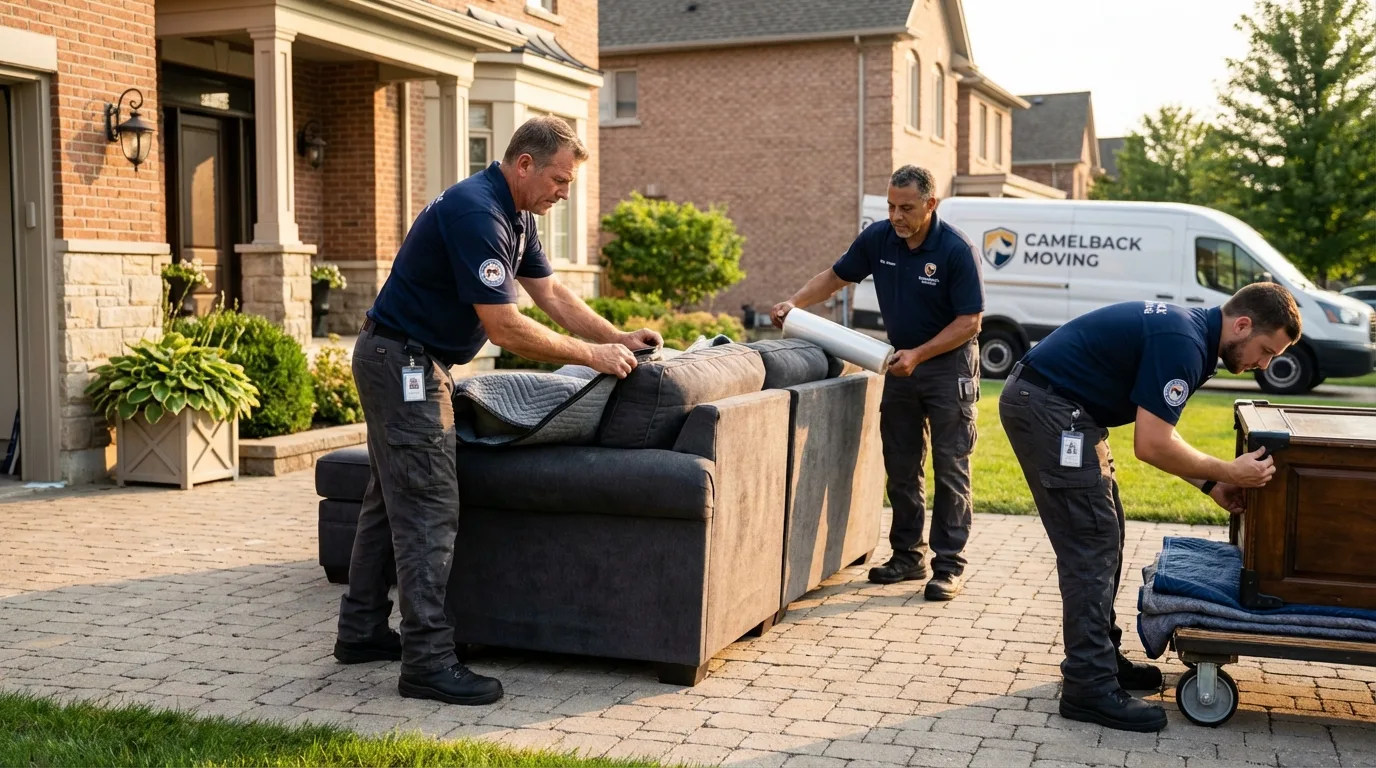 Large estate moving crew wrapping furniture in Whiteville, TN